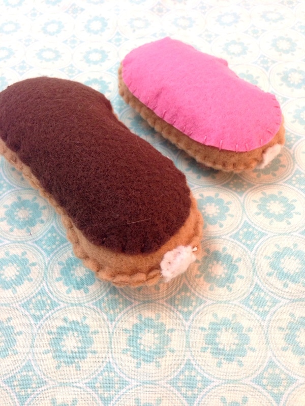 Felt eclairs and tea party food